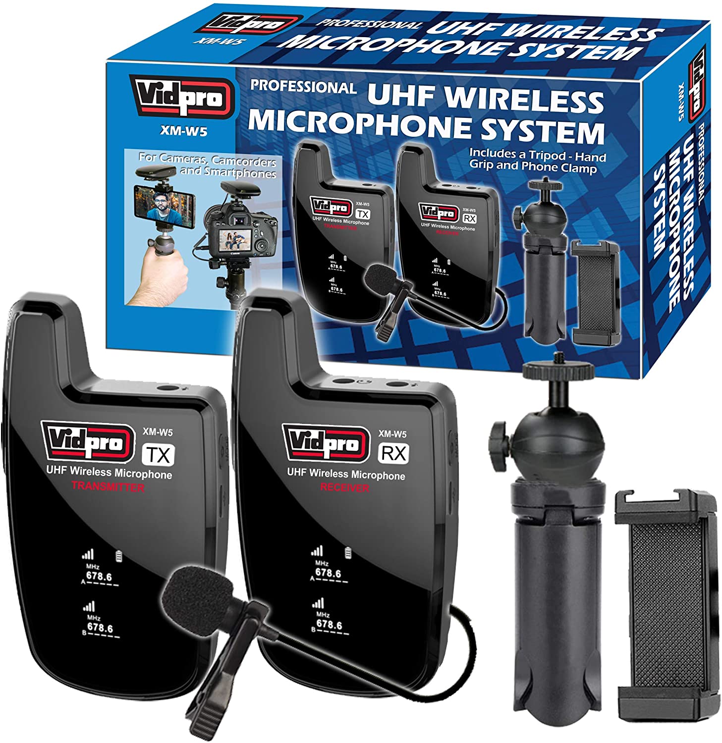 Vidpro XMW5 Professional Uhf Wireless Lavalier Microphone