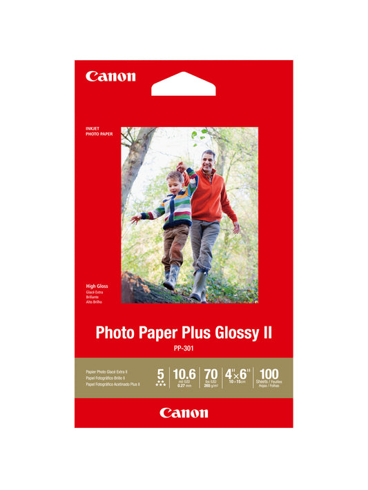 Canon PP301/4X6_100 Photo Paper Plus Glossy II (4X6'', 100 Sheets)