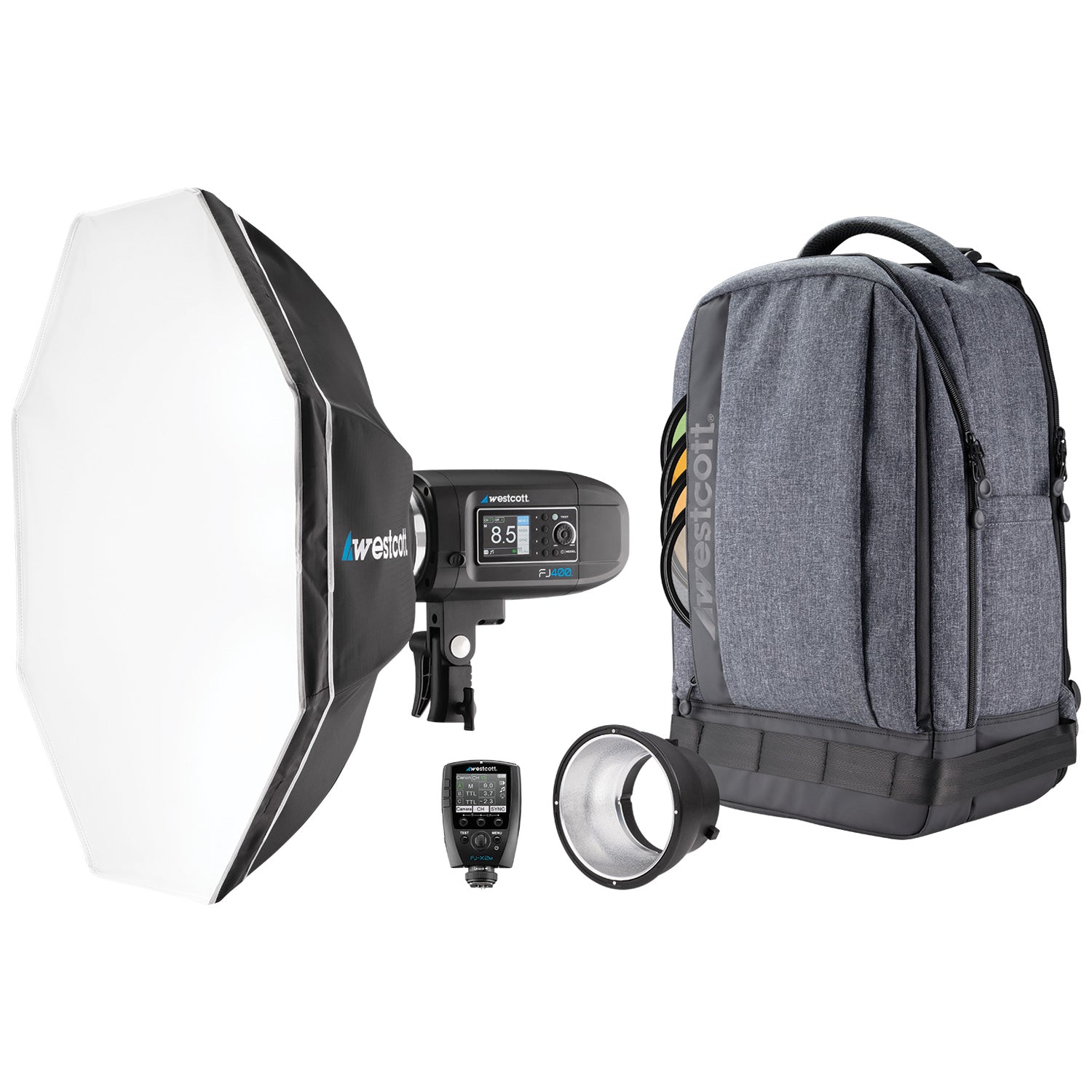 Westcott 4712M FJ400 Strobe 1-Light Backpack Kit W/FJ-X3M Universal Wireless Trigger & Rapid Box Switch Octa-S