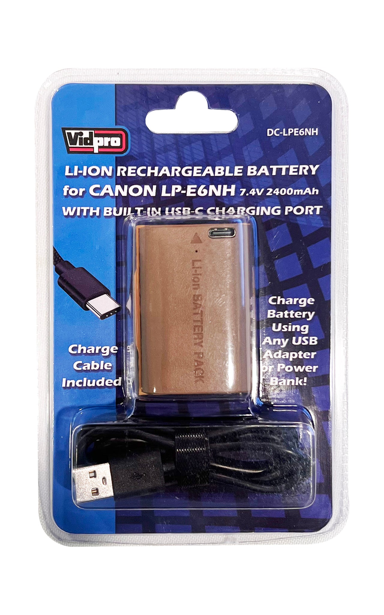 Vidpro DC-LPE6NH Battery with Built-In USB Charging for Canon LP-E6NH