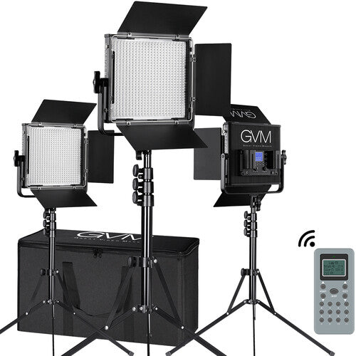 GVM 672S-B Bi-Color LED Studio Video Panel 3-Light Kit (Black)