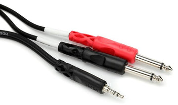 Hosa CMP153 Stereo Mini 3.5mm Male To Two Mono 1/4'' Male Insert Y-Cable, 3'