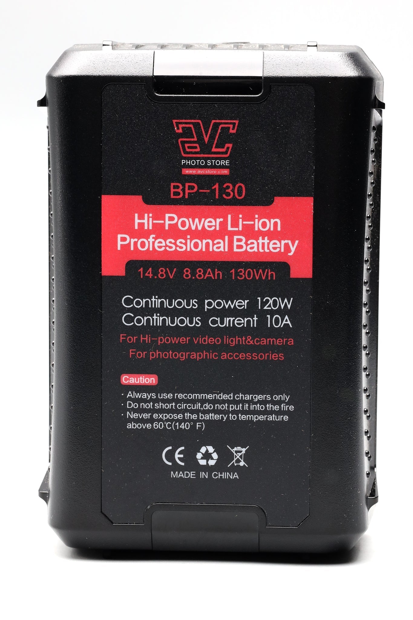 AVC BP130 Lithium Ion Professional V-Mount Battery, 14.8V 8.8Ah 130Wh