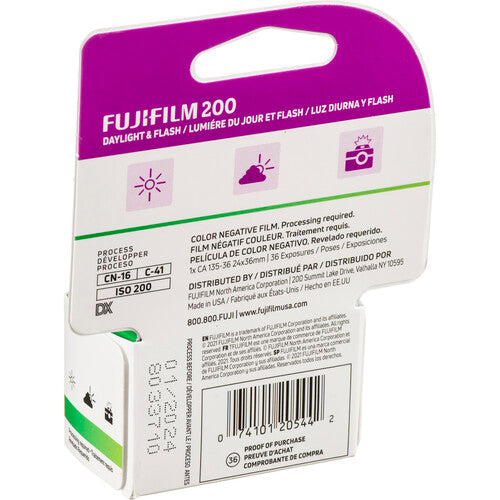 Fujifilm 200 Color Film 35mm 36 Exp Single Roll