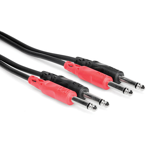 Hosa CPP202 Two 1/4'' Phone Male To Two 1/4'' Phone Male Unbalanced Cable (Molded Plugs), 6.6'