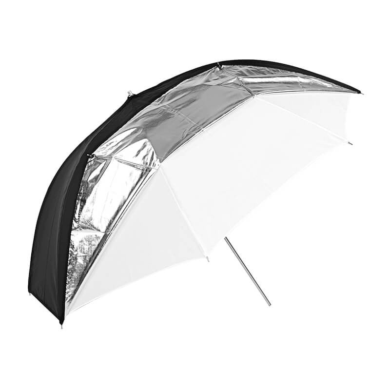Godox UB006 Dual-Duty Reflective Umbrella, Black/Silver/White