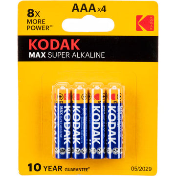Kodak MAX AAA Super Alkaline Batteries (1.5V, 2800mAh, 4-Pack)