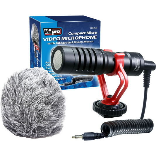 Vidpro XMCM CompACt Micro Video Microphone W/Integrated Shock Mount.