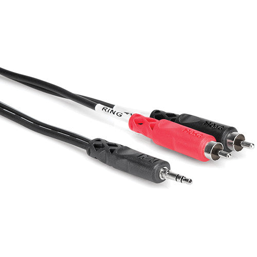 Hosa CMR210 Stereo Mini Male To Two Rca Male Y-Cable, 10'
