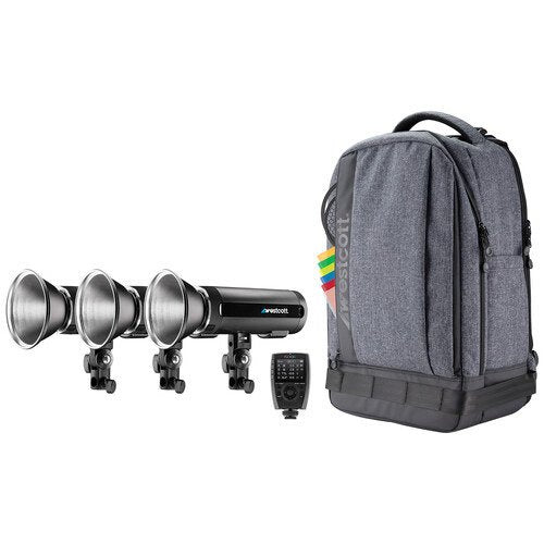 Westcott FJ200 Strobe 3-Light Backpack Kit with FJ-X3s Wireless Trigger for Sony Cameras