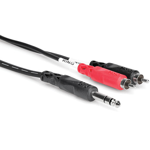 Hosa TRS203 Stereo 1/4'' Male To Two Rca Male Y-Cable, 10'