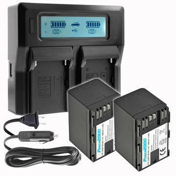 Vidpro ACD7982BC 2 Batteries + Dual Bay LCD Charger f/Canon BP-A30