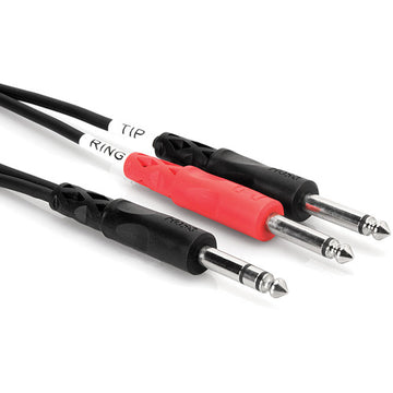 Hosa STP203 Stereo 1/4'' Male To Two Mono 1/4'' Male Insert Y-Cable, 9.84'