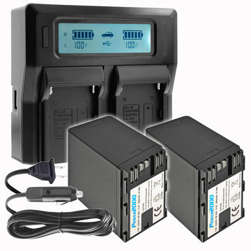 Vidpro ACD7992BC 2 Batteries + Dual Bay LCD Charger f/Canon BP-A60