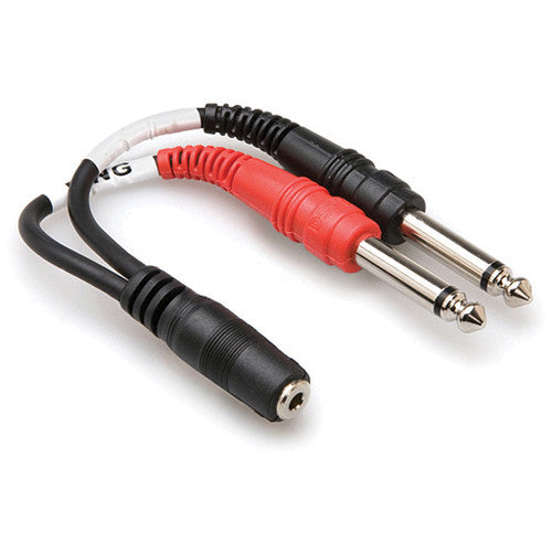 Hosa YMP434 Stereo Mini (3.5mm) Female To 2X 1/4'' Mono Male Y-Cable, 6''