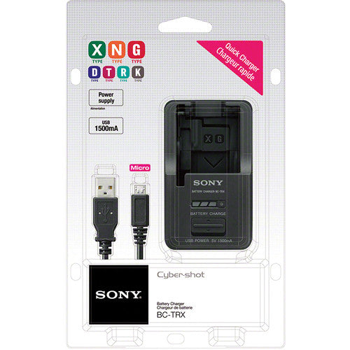 Sony BCTRX Battery Charger F/NP-Bx1, Bn1, Bk1, Fg1, Fd1, Ft1, & Fr1 Batteries (EOL)