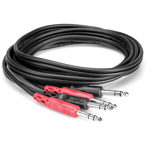 Hosa CSS202 Dual 1/4'' TRS Male To Dual 1/4'' TRS Male Stereo Audio Cable, 6.6'