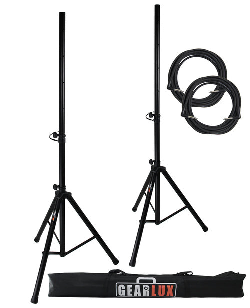 Gearlux Tripod Speaker Stands w/Carrying Case & Cables.