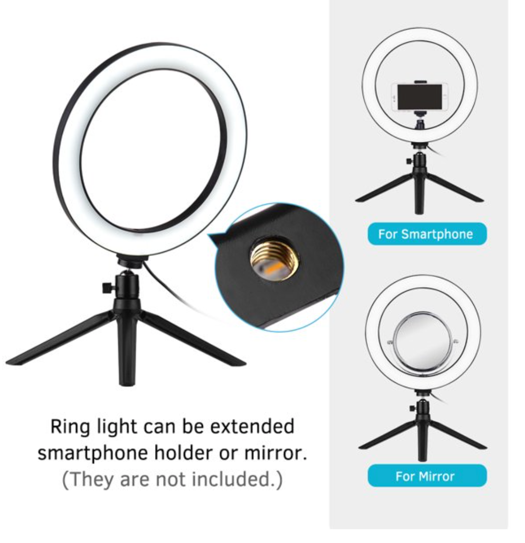 Vidpro RL10 LED 10'' Ring Light W/Mini Tripod & Ball Head.