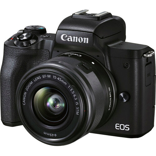 Canon EOS M50 Mark II, EF-M 15-45mm f/3.5-6.3 IS STM Lens, w/Tripod Grip+Stereo Mic Content Creator Kit