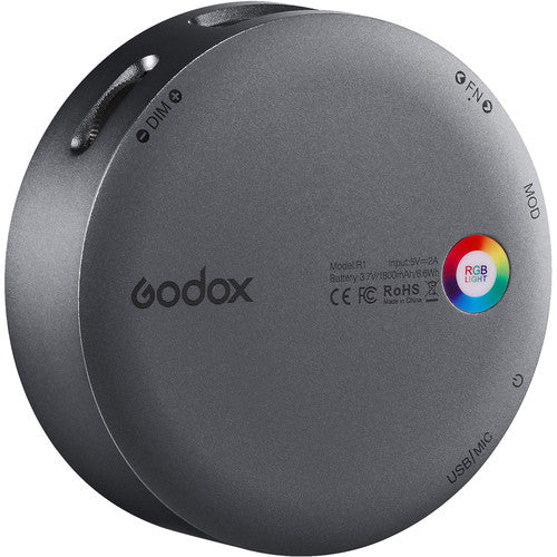 Godox R1 Round Mini RGB LED Magnetic Light, Gray