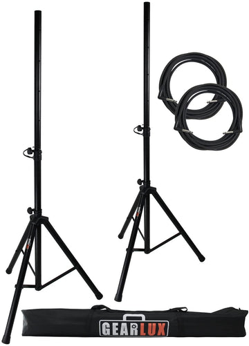 Gearlux Tripod Speaker Stands w/Carrying Case & Cables (Set of 2 stands)