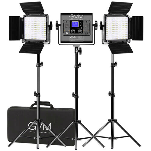 GVM 800D3L RGB LED Studio 3-Video Light Kit
