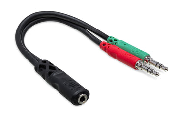 Hosa YMM107 3.5mm Trrsf To Dual 3.5mm TRS Headset/Mic Breakout Cable