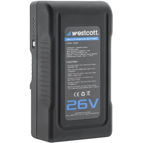 Westcott 7583 26V Lithium-Ion V-Mount Battery F/Flex Cine Mats (EOL) - AVC photo video store