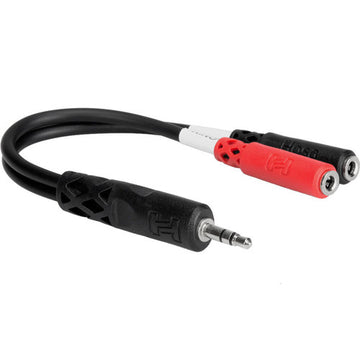 Hosa YMM261 Stereo 3.5mm Male TRS To Two 3.5mm Female TS Y-Cable, 6''