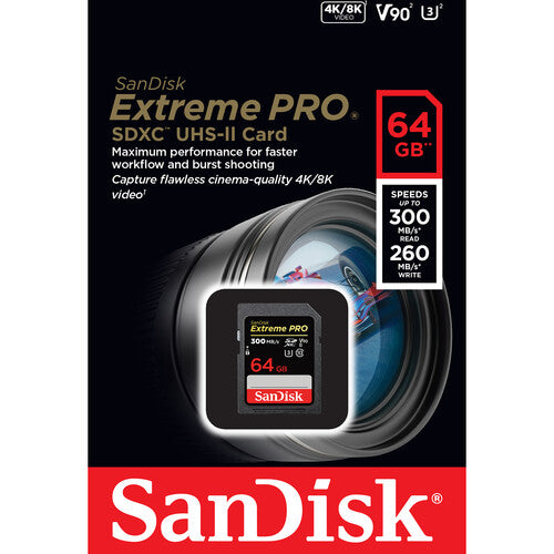 Sandisk SDSDXDK064GANCIN 64GB Extreme PRO UHS-II SDXC Memory Card