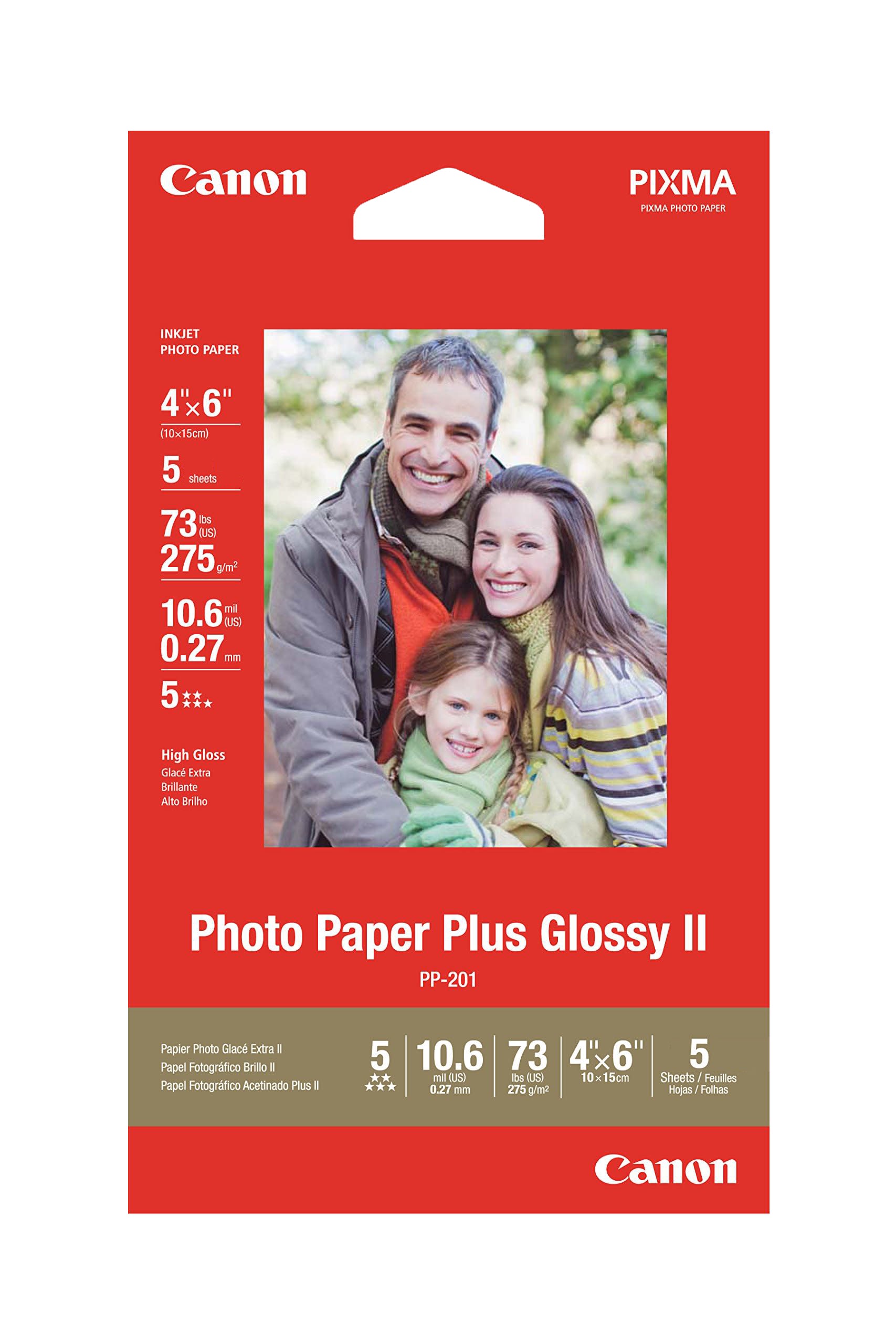 Canon PP201 4X6'' Inkjet Photo Paper, 5 Sheets.