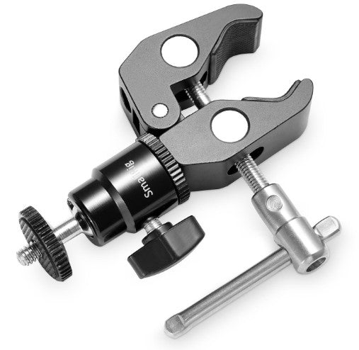 Suporte de grampo SmallRig 1124 com suporte de cabeça esférica de parafuso de 1/4"