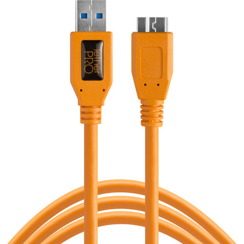 Tether Tools CU5454 USB 3.0 Male Type-A To USB 3.0 Micro-B, 15', Orange