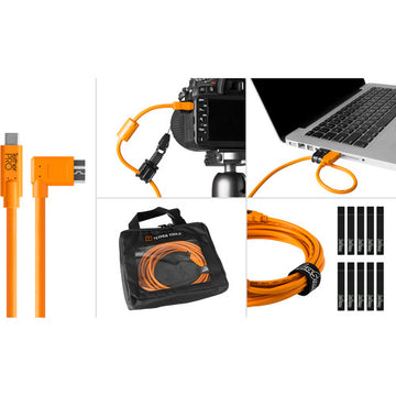 Tether Tools BTKC33R15-ORG Starter Tethering Kit W/USB-C To 3.0 Micro-B W/Right Angle, 15' (Orange) (EOL)