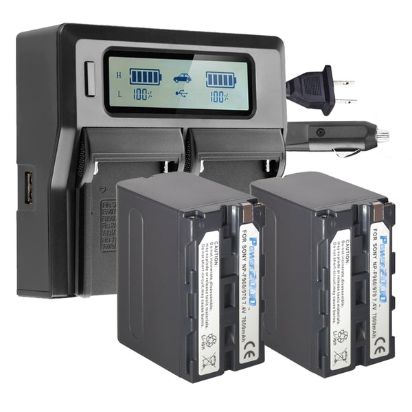 Vidpro ACD6072BD 2x Batteries + Dual Bay LCD Charger F/Sony NPF970