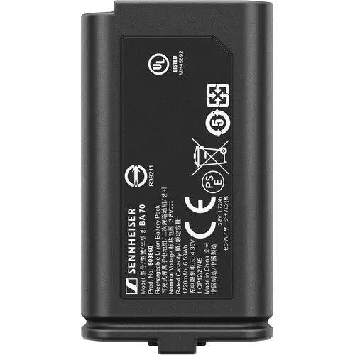 Sennheiser BA70 Rechargeable Battery Pack for EW-D Bodypack & Handheld Transmitters - AVC photo video store