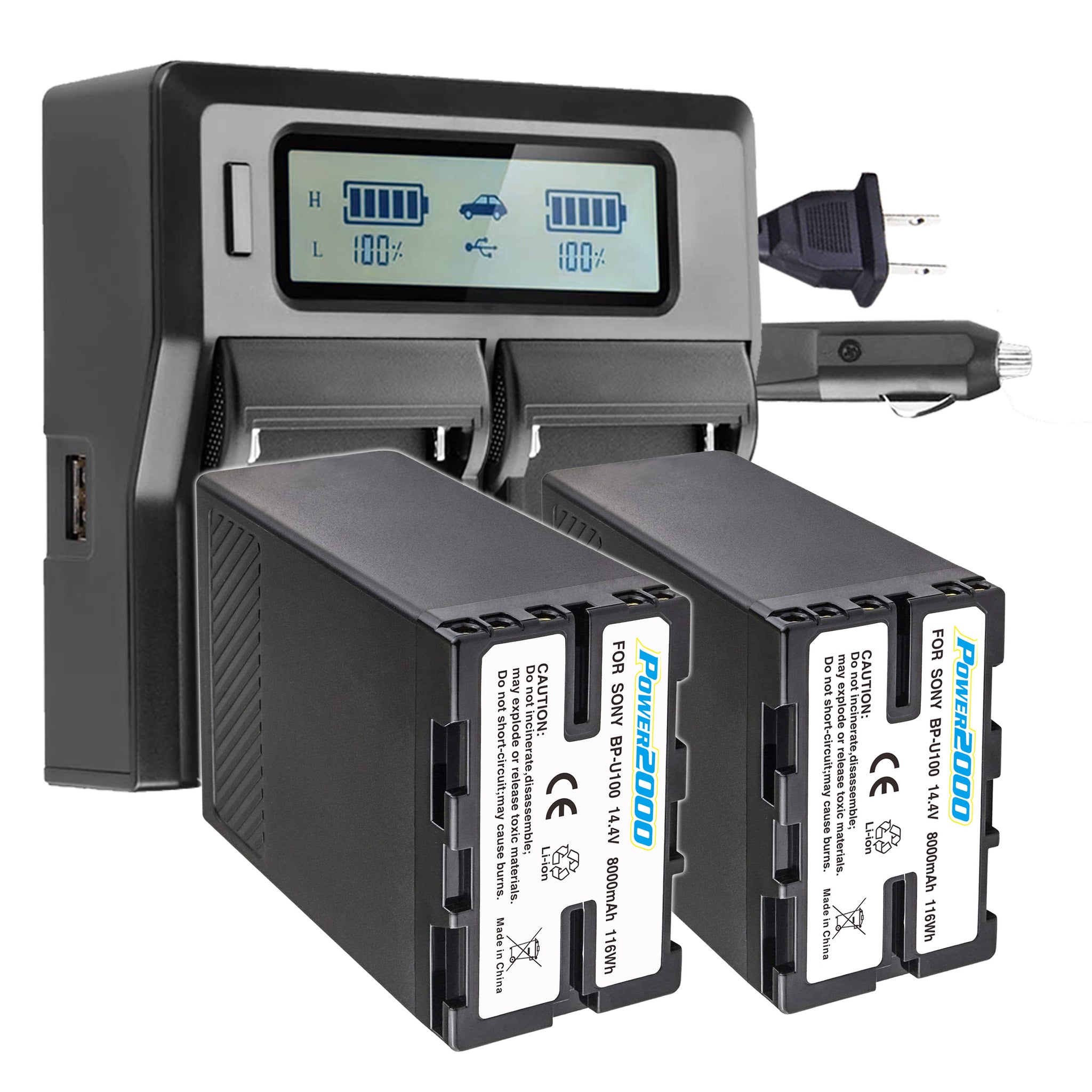 Vidpro BP-U1002BC 2 Batteries + Charger Kit for Sony BP-U100