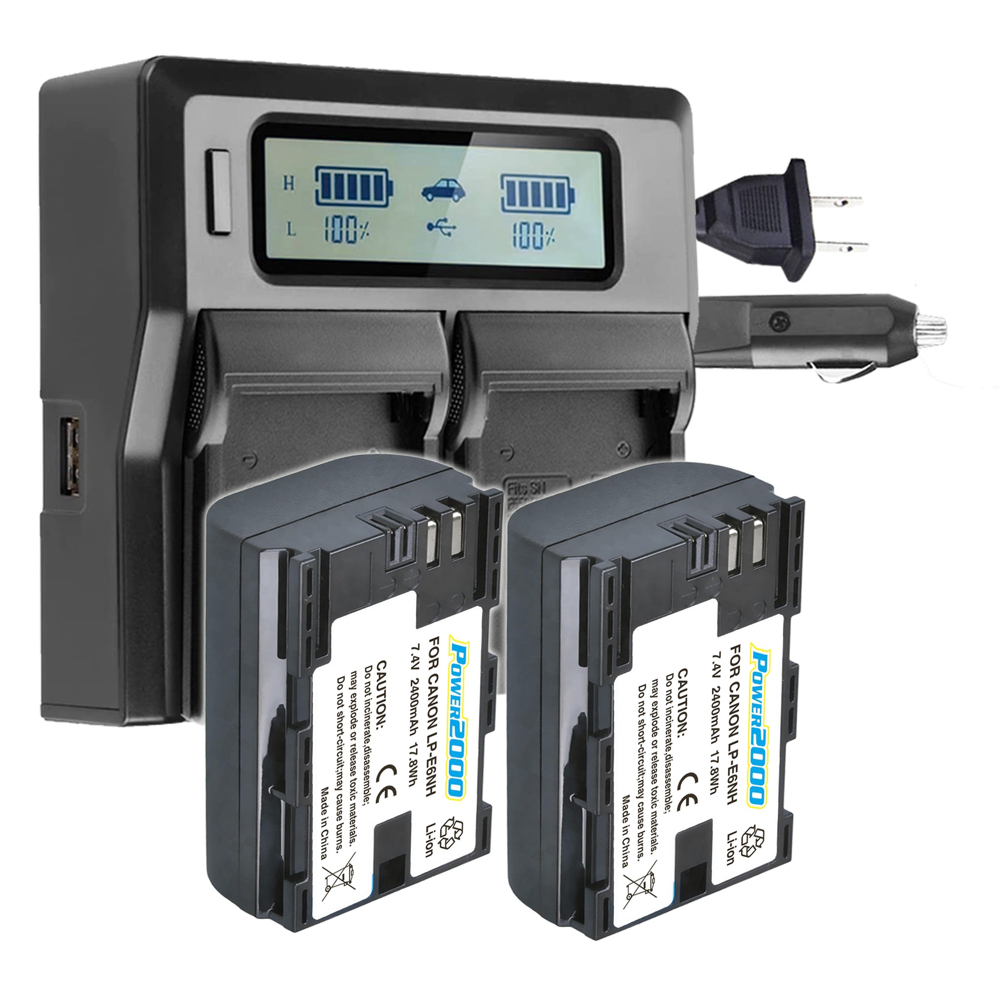 Vidpro LP-E6NH2BC 2x Batteries plus Dual Bay LCD Charger for Canon LP-E6NH