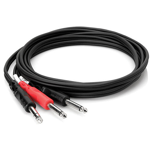 Hosa STP202 Stereo 1/4'' Male To Two Mono 1/4'' Male Insert Y-Cable, 6.5'
