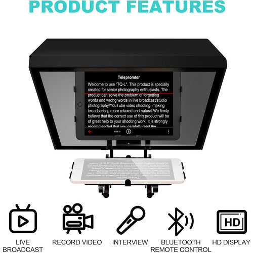 GVM TQL Teleprompter for Tablets and Smartphones with Bluetooth Remote and App