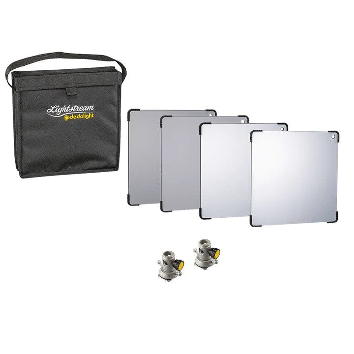 Lightstream 25x25cm Reflector Starter Kit, #1-4 Reflectors w/Protective Case & 2 Mounting Brackets