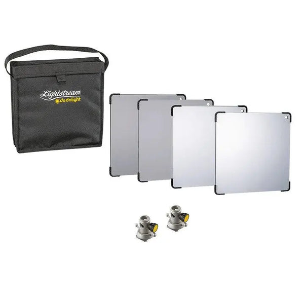 Lightstream 25x25cm Reflector Starter Kit, #1-4 Reflectors w/Protective Case & 2 Mounting Brackets - AVC photo video store