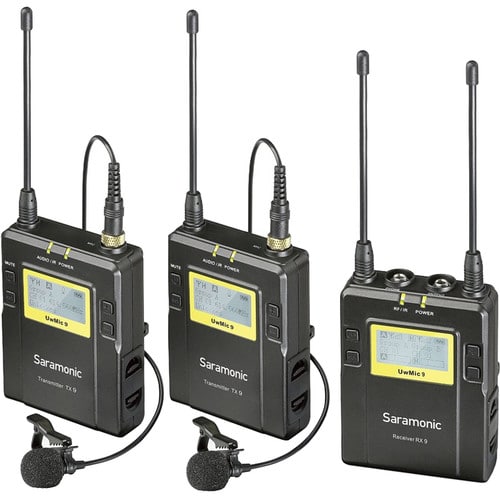 Saramonic Rx9+Tx9+Tx9 96-Ch Digital UHF Wireless Dual W/Lavalier Mic F/UWMIC9 System.