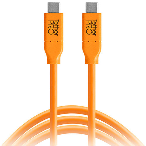 Tether Tools CUC15-ORG Tetherpro USB Type-C To Type-C Extension Cable (15' Orange).