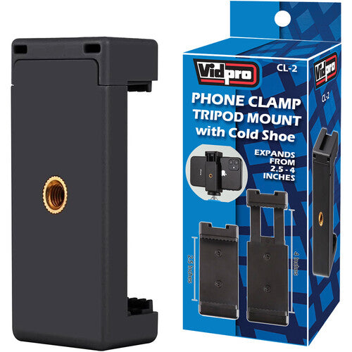 Vidpro CL2 Phone Clamp Tripod Mount W/Cold Shoe.
